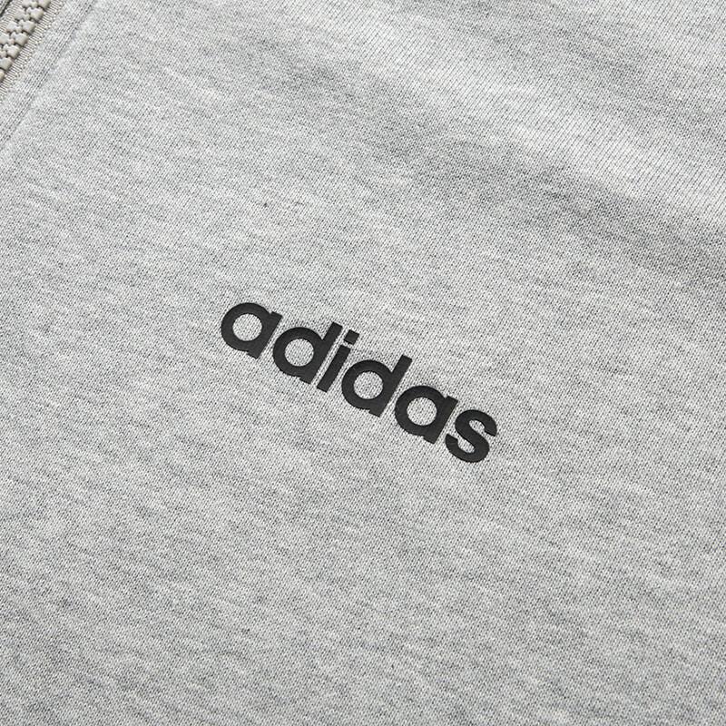 Adidas Solid Color Hooded Zip-Up Casual Long Sleeve Sweatshirt Men Sweatshirt Gray JF3323