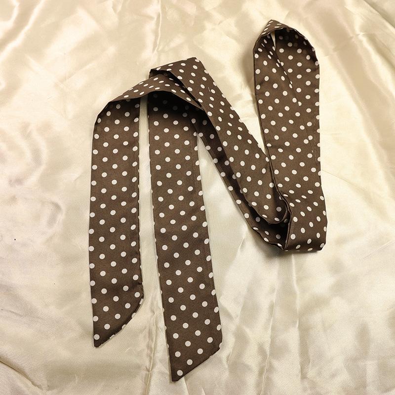 Women Thin Neck Scarves Lady Small Shawls Bandana Narrow Female Neckerchief Dress Accessories Fashion Dot Ribbon Silk Scarf