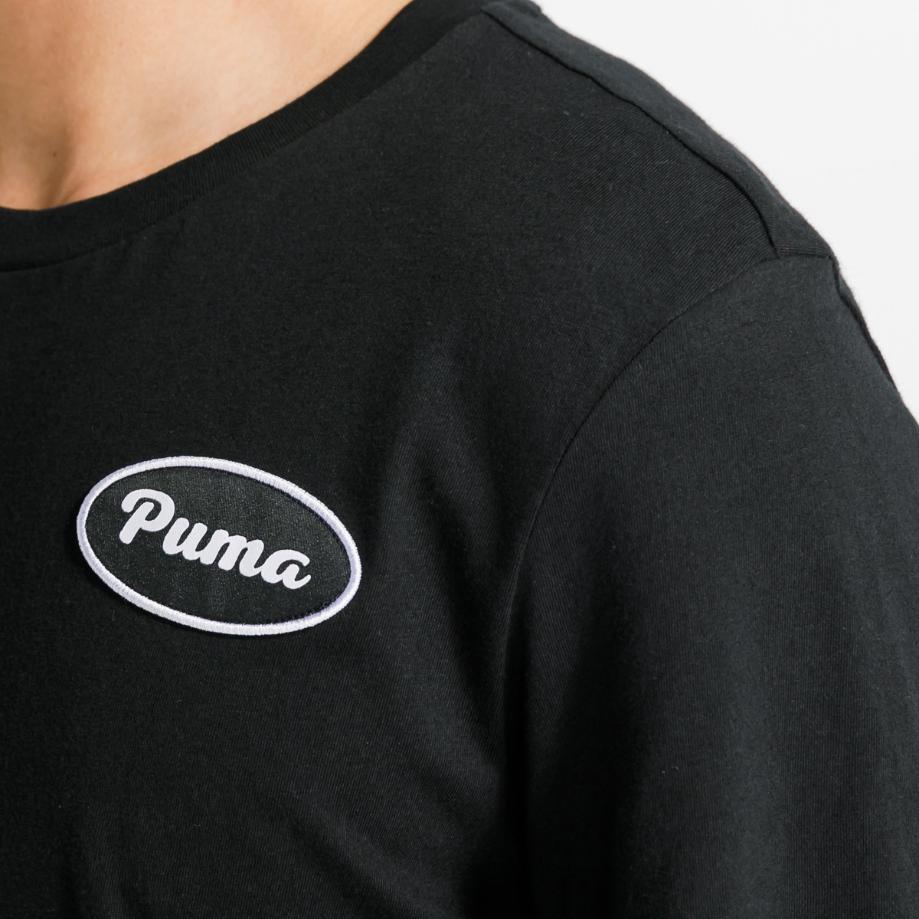 Puma Letter Print Casual Round Neck Short Sleeve T-Shirt Men Tops Black 579991-01
