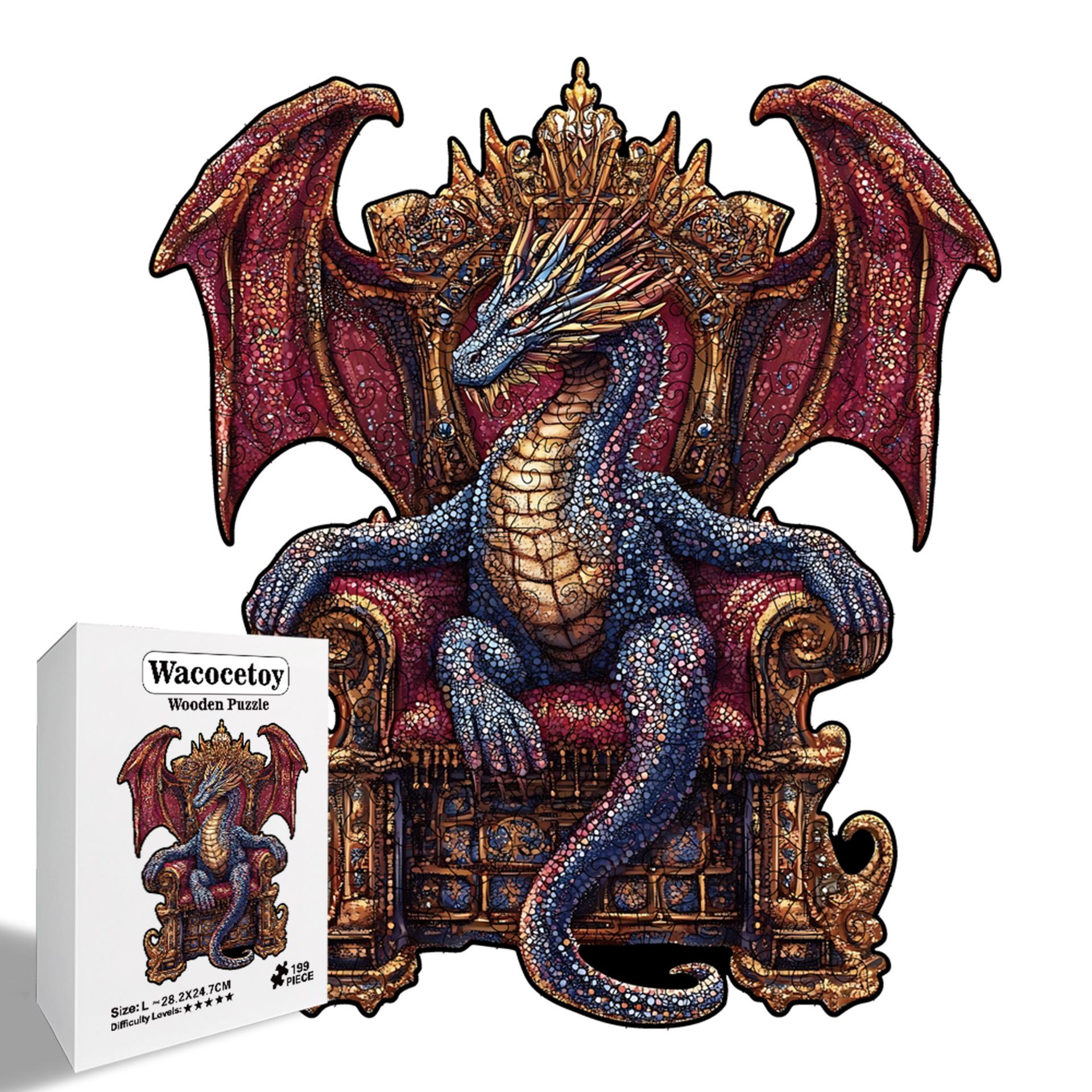 Throne Dragon Puzzle Toy Gift Piggy Bank Original Decompression Special-Shaped Wooden Puzzle
