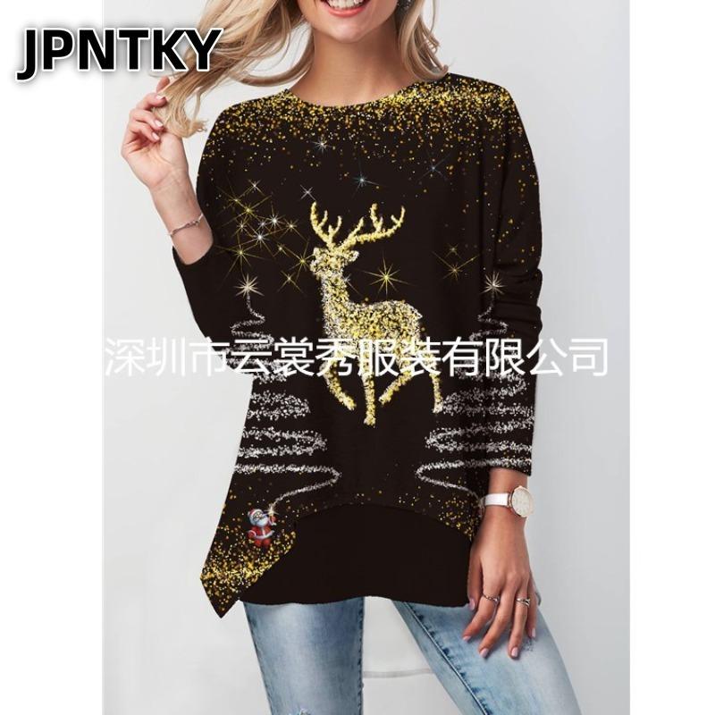 JPNTKY Women's Fashion Casual Long Sleeve O-Neck Blouses & Shirts