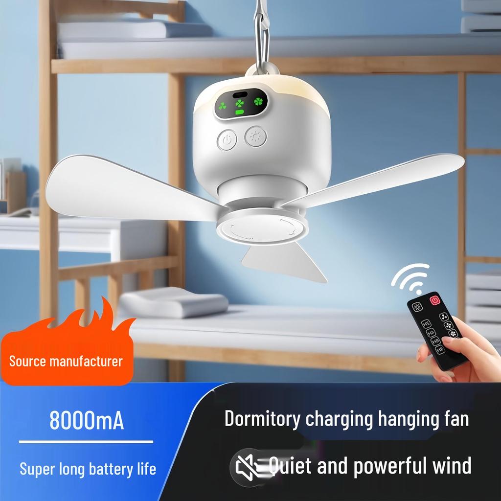 USB Rechargeable Portable Fan with Remote Control for Camping, Dorms, and Outdoor Use