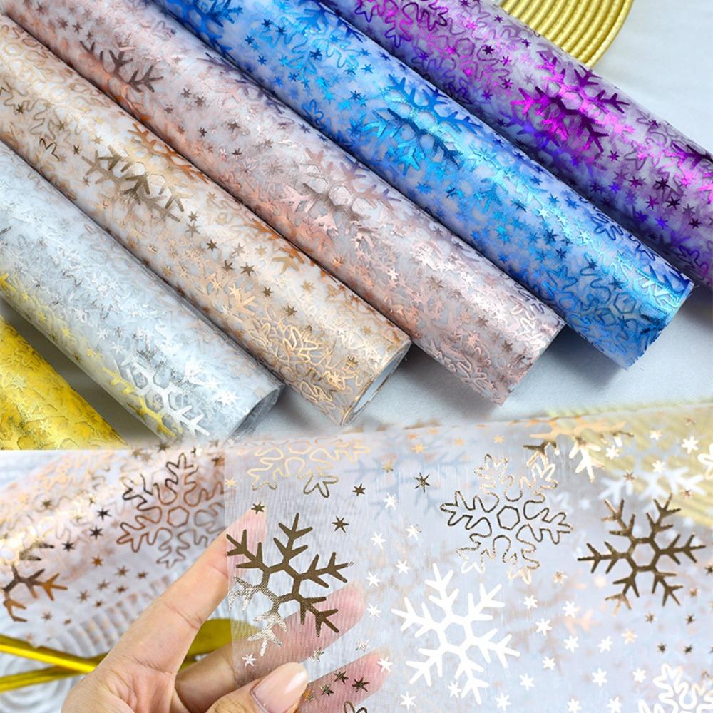 Household Snowflake Pattern Christmas Foil Table Runner Glitter Organza Tablecloth Translucent Rustic Tables Cover Banquet