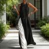 Damen Langes Fließendes Tanktop Seitenschlitz Rundhalsausschnitt Ärmellos Maxikleid Sommerlich Lässig Strand Sonnenkleid mit Taschen