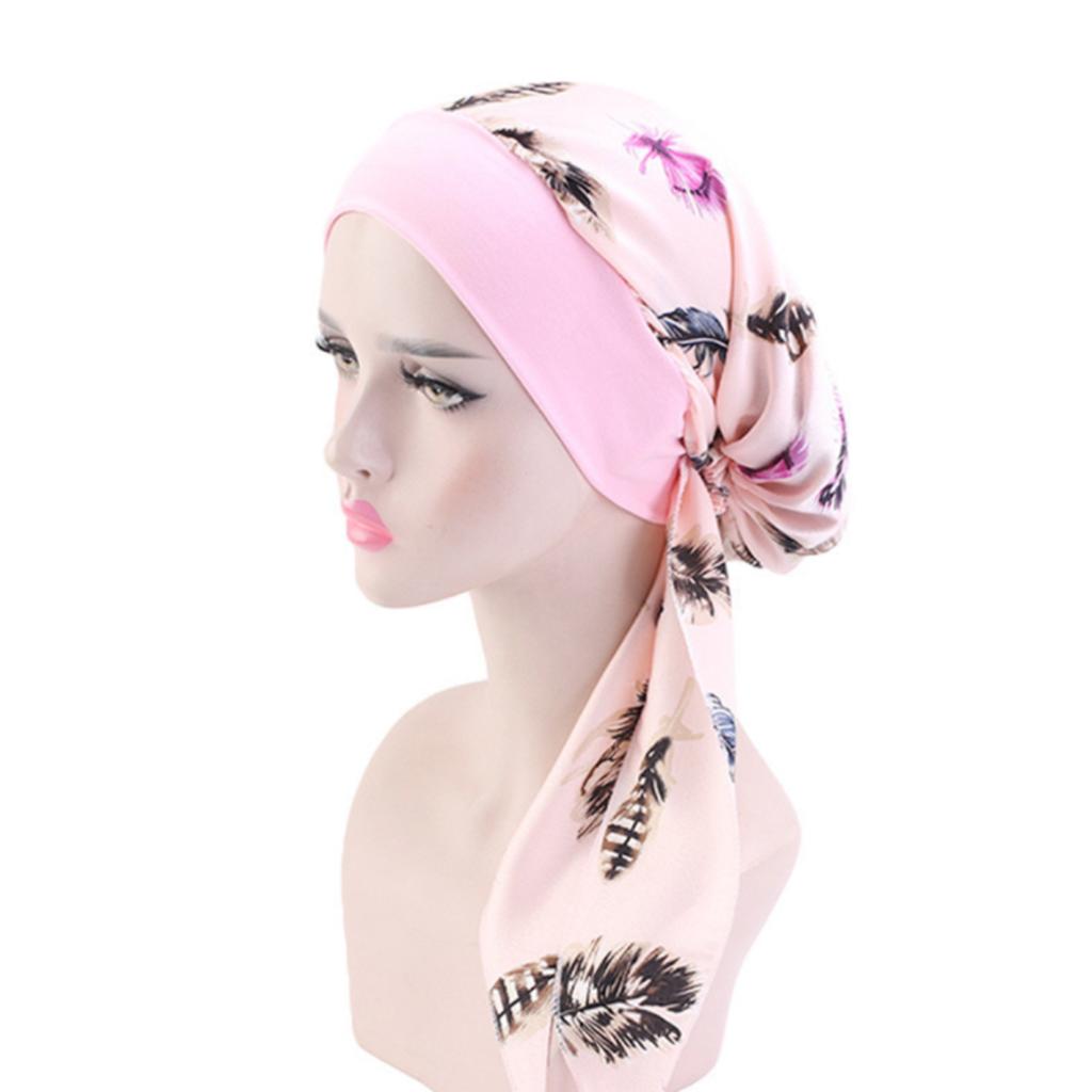Neu Elastische Mode Turban Hut Druck Frauen Warme Winter Kopftuch Motorhaube Innere Hijabs Kappe Moslemisches Hijab