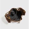 Fall Winter Women Quilted Chain Bucket Bag Trendy Style Faux Suede Handbag Fashion Shoulder Crossbody Ladies Purse