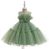 Girls' Satin Beaded Princess Dress - Cake Mesh Banquet Evening Dress
