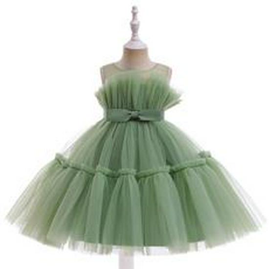 Girls' Satin Beaded Princess Dress - Cake Mesh Banquet Evening Dress