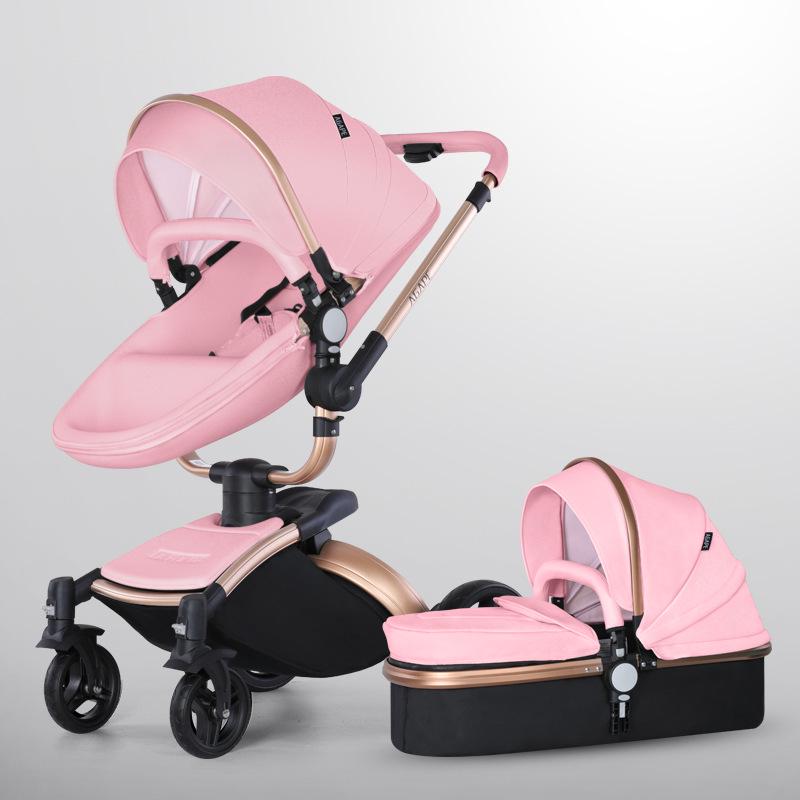 360° Rotating Baby Stroller: High View, Reclines, Foldable, Shock-Absorbing Eggshell Design