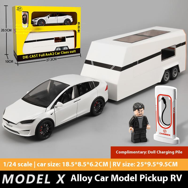 1:24 Modello Y Modello X Modello S Rimorchio RV Lega Metallo Pressofuso Modello di Auto Giocattolo Simulato Collezioni Hobby Regali di Compleanno Ragazzo