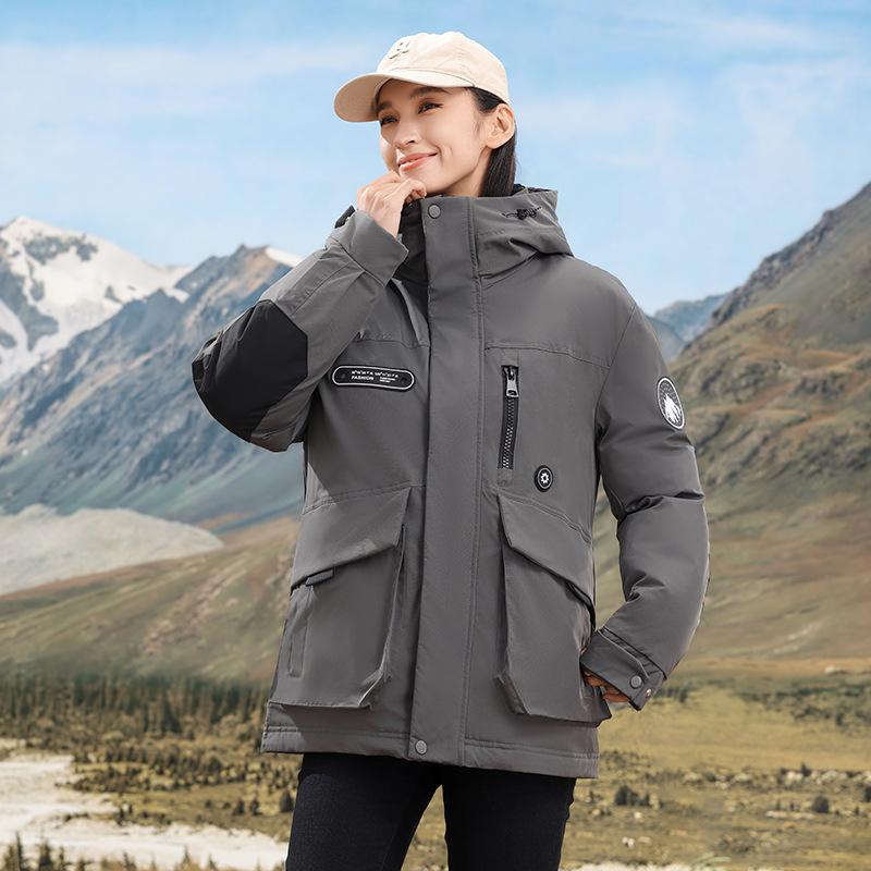 

Autumn and winter jackets men s and women s down cotton clothes trendy tooling casual sports jacket cotton coat XXL серый