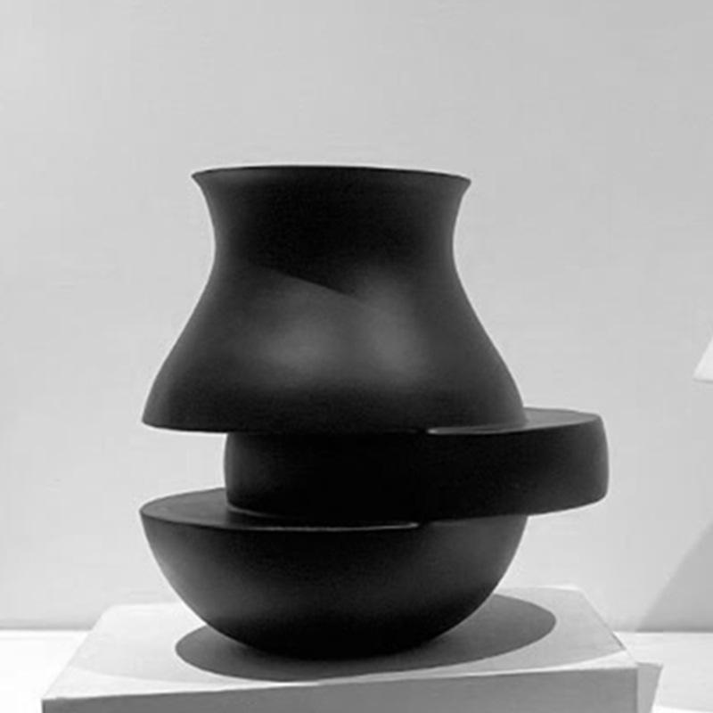 Abstrakte Geometrische Schwarz Weiß Kaskadierende Vase Harzvasen Kunstwerk Dekorationen Blumenarrangements Zubehör Heimdeko
