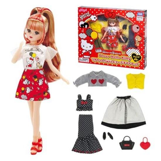 Takara Tomy Licca-chan Doll I Love Hello Kitty 1 Week Coordination Gift Set Dress-Up Toy Ages 3 Up