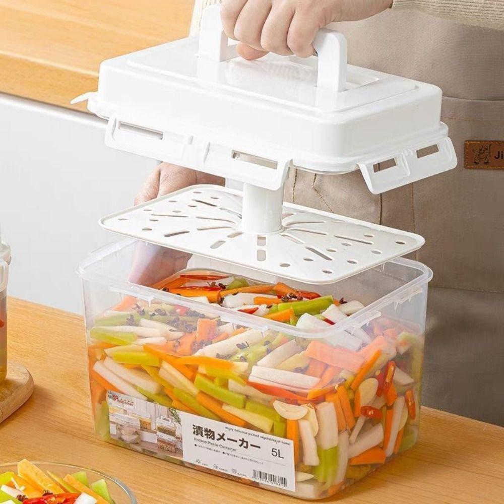 Rectangle Kimchi Container 5L Fresh Keeping Box Portable Ferment Storage Container Camping Picnic
