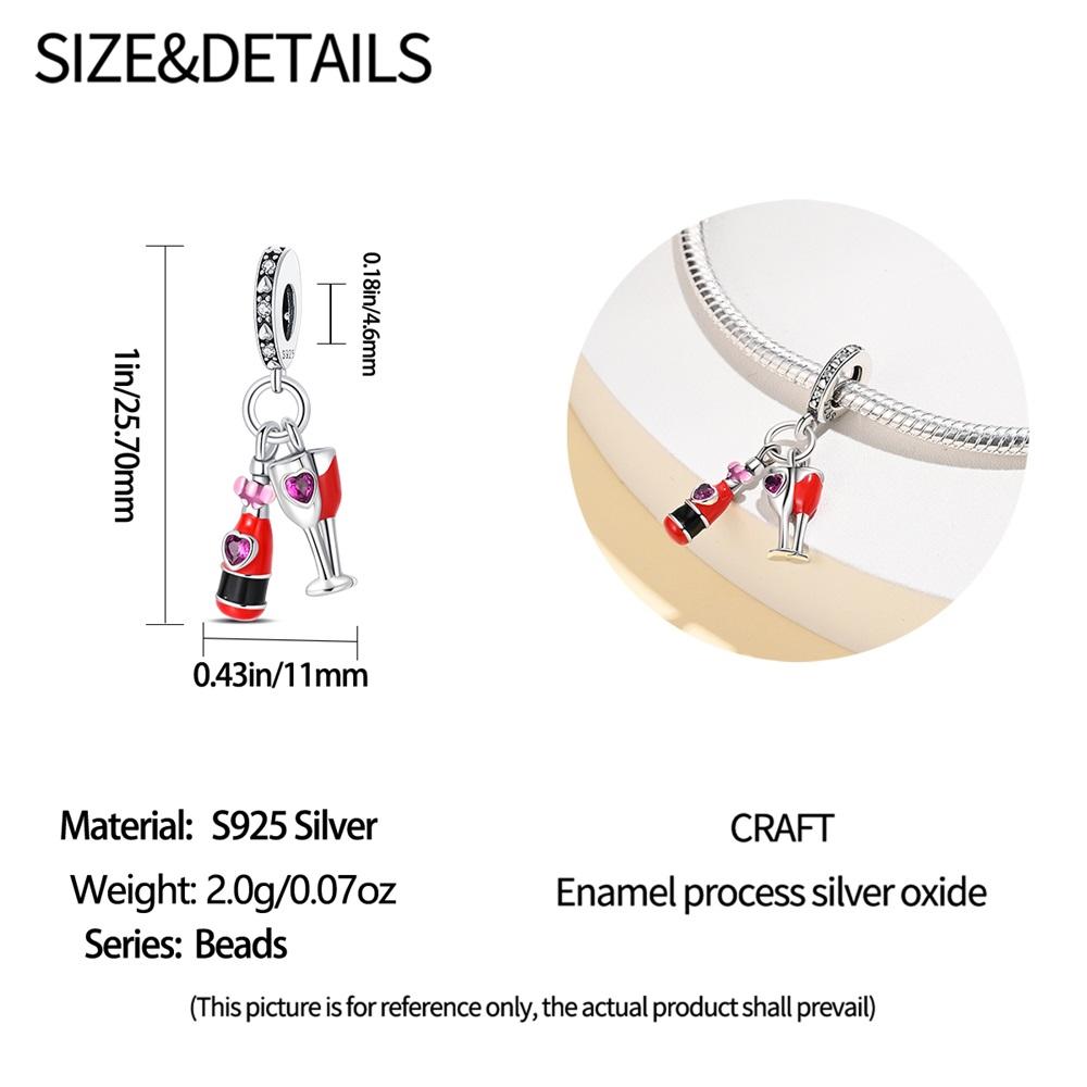 Original Copper Charms Luxury Valentine'S Day Red Wine Pendant Beads Fit Bracelet Diy Women Making Delicate Gift