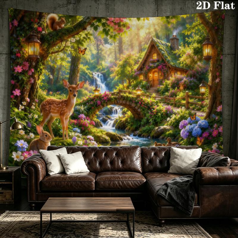 Fairyland Wonderland Wall Tapestry Aesthetic Wall Hanging Printed Fabric Blanket Decorative Tapestries for Bedroom Living Room Home Decor