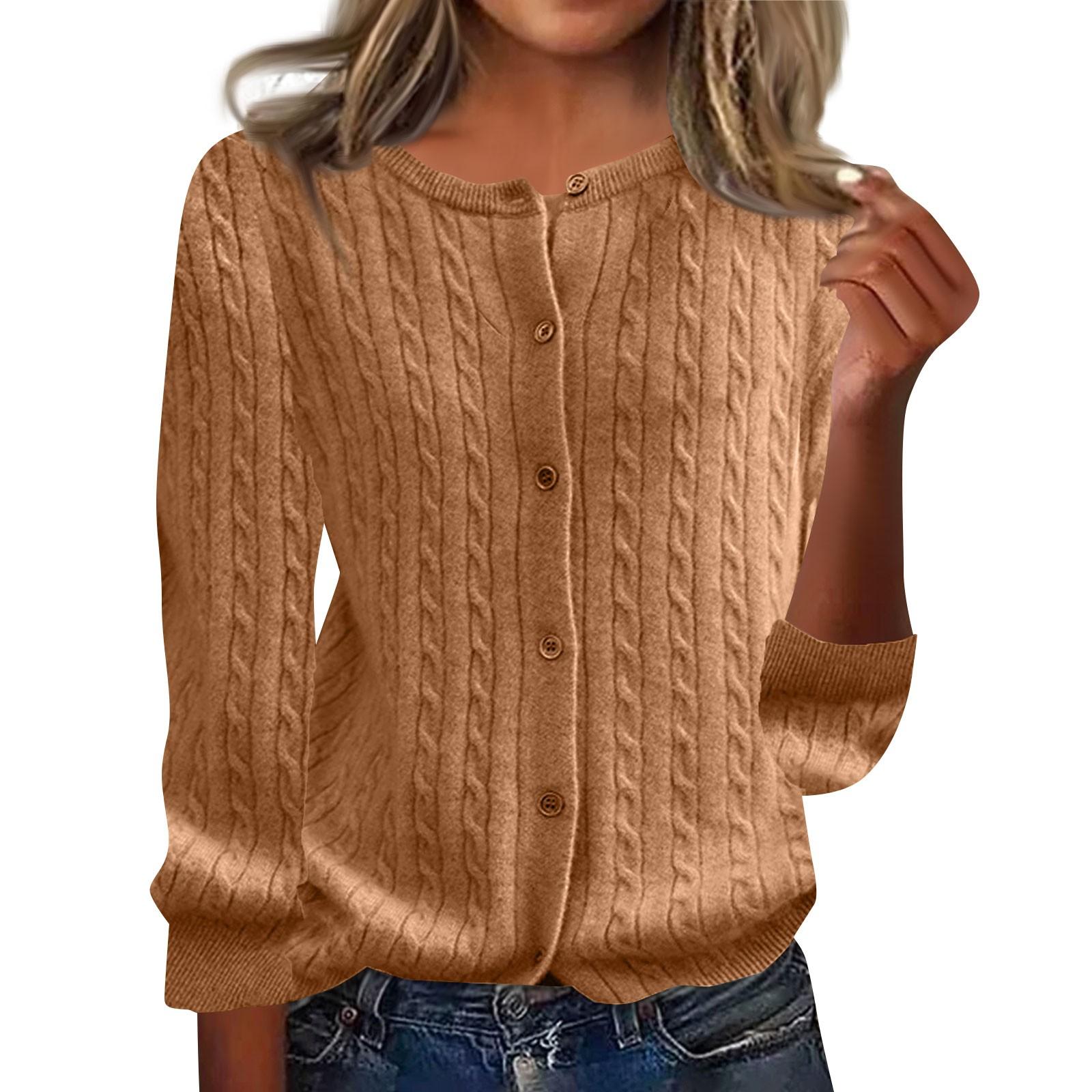 

Жіночий модний однобортний кардиган, однотонний в язаний повсякденний топ на ґудзиках L хакі