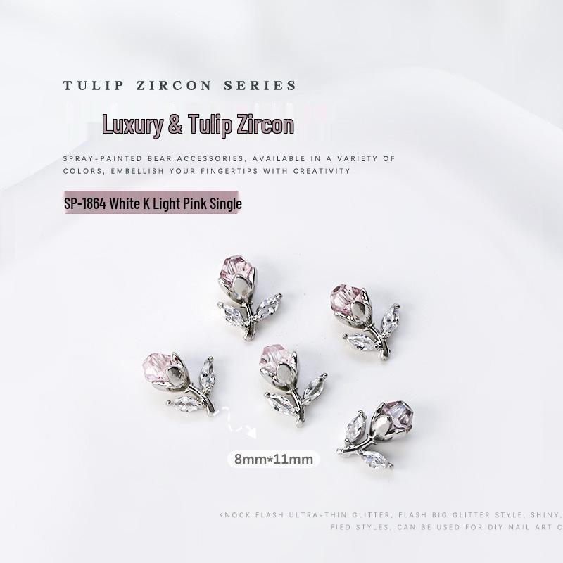 

Циркон Тюльпан Нейл-арт: Золотой, Серебряный и Белый Декор из Лепестков и Листьев