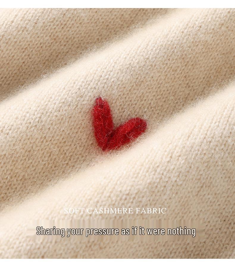 Autumn/Winter Heart Embroidery Cashmere Sleeveless Vest Pullover