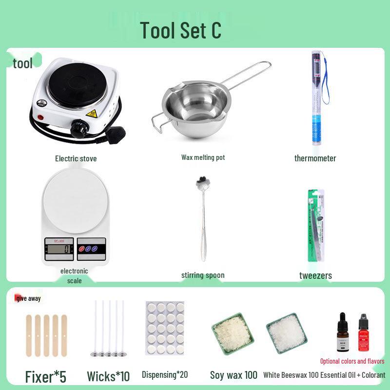 Aroma Candle DIY Tool Set: Electric Soy Wax Melting Pot and Stove