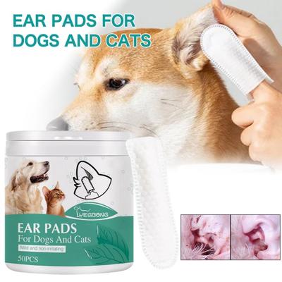 50Pcs Pet Ear Cleaning Pads Gentle Effective Earwax Removal Improve Hearing Grooming Ear Cleaning Wipes Finger Cover