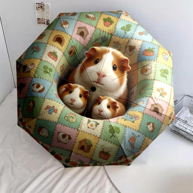 1 ks automatický skládací deštník - kreslený vzor, přenosný a skládací design s 8 žebry, vánoční narozeninové dárky