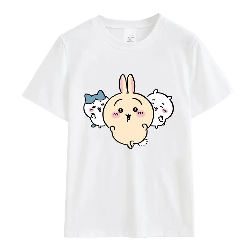 MINISO Kawaii Anime Summer Japan Mniniso Awesome T-shirt Popular Women Men Short-sleeved Casual Wear Chiikawa T-shirt