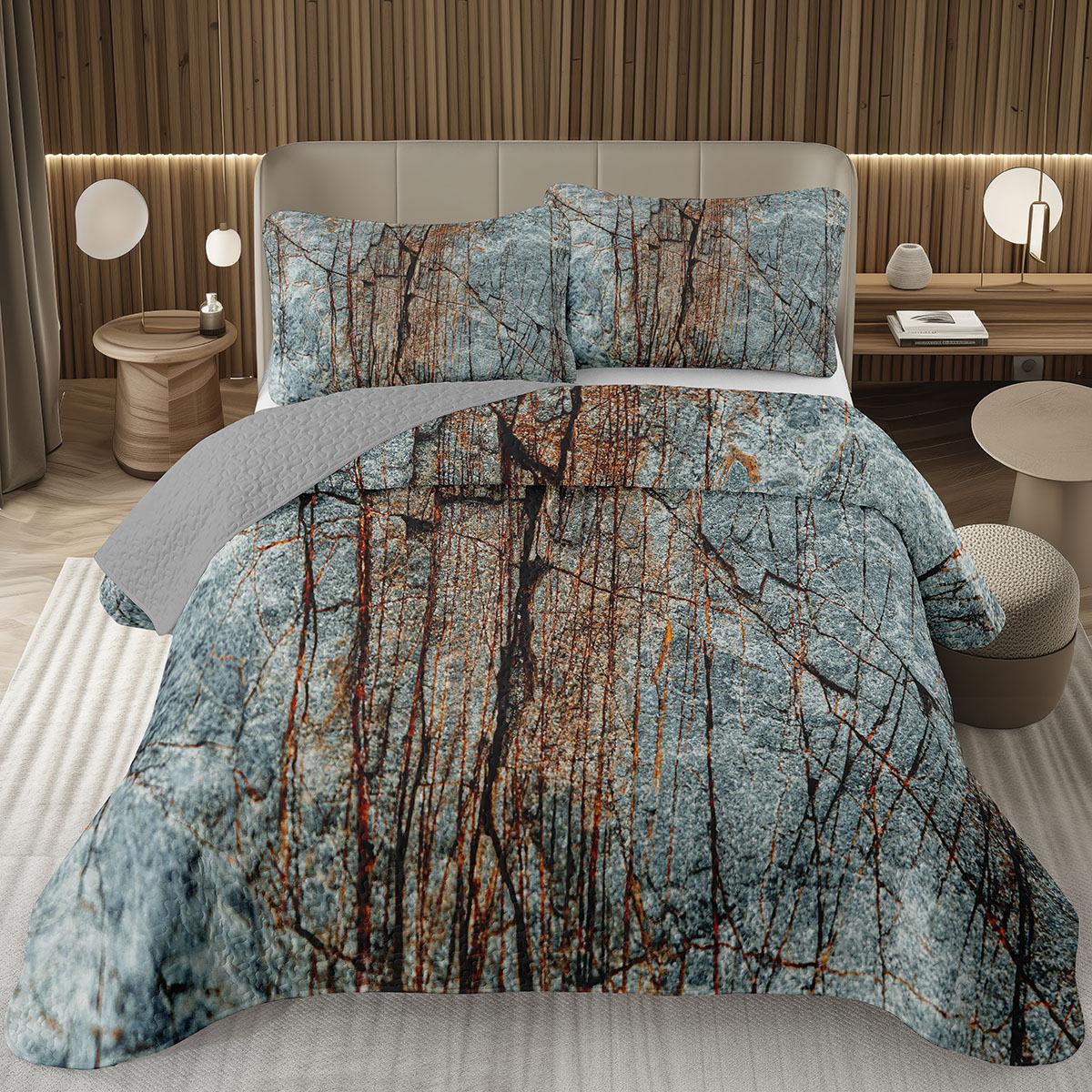 

Pebble Quilt Set 3D Stone Gravel Queen Twin Bedspread Set - Garden Cobble Print Coverlet Sets Modern Artwork Quilted Bedding EU Single 135x200cm