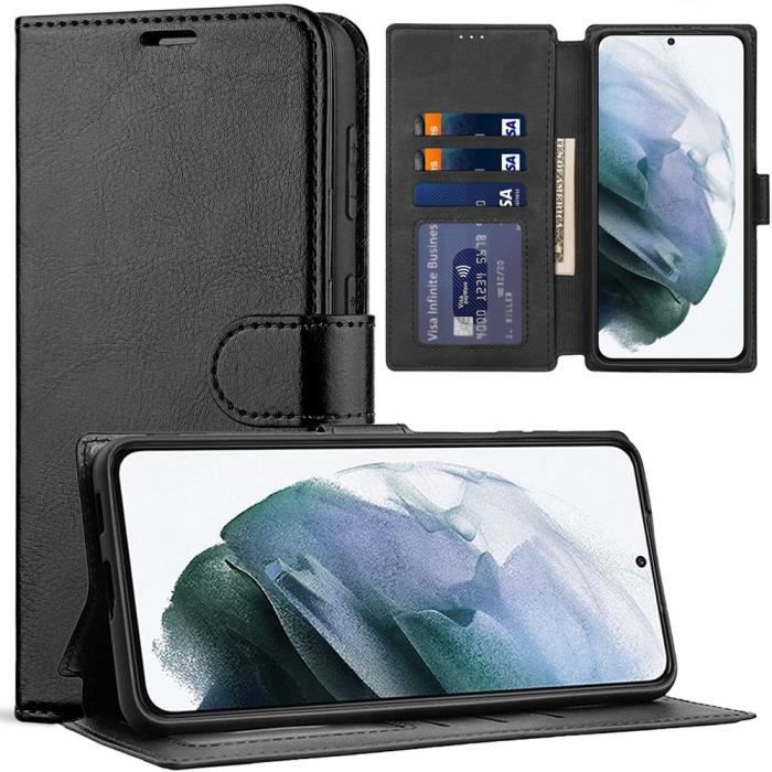 Coque portefeuille - Samsung - Galaxy S22 Plus - Cuir PU noir - Semi-rigide - Doublure microfibre