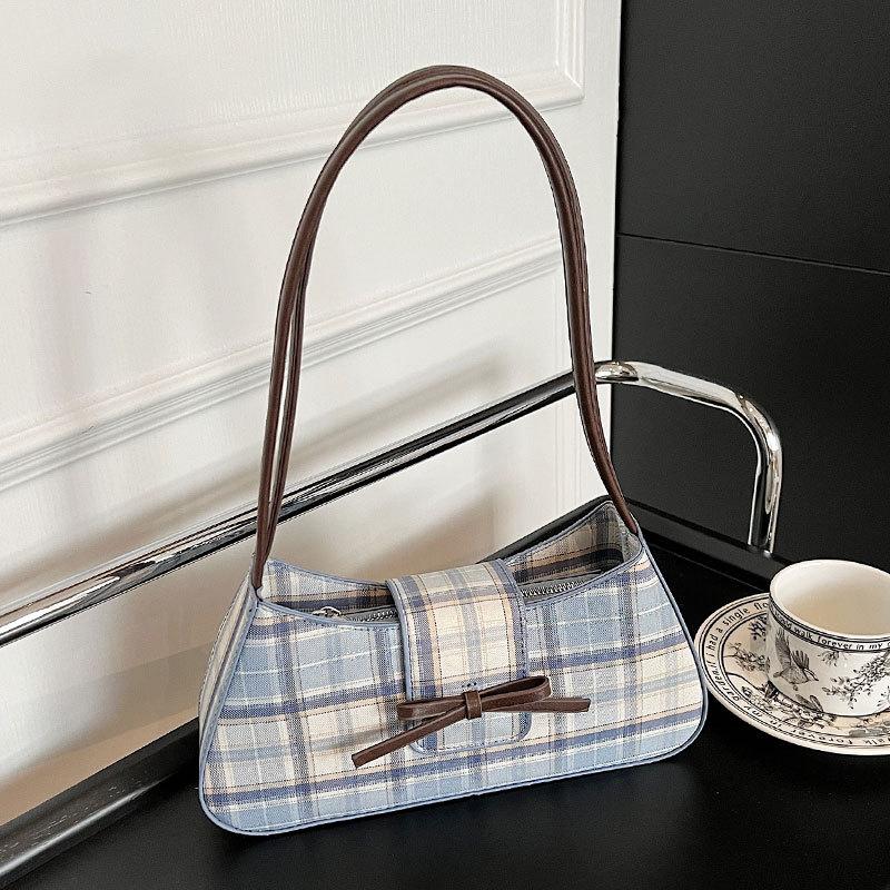 South Korea's New Niche Sweet Plaid College Style Underarm Bag Women's Fashion Casual Girl Style Versatile Shoulder Bag