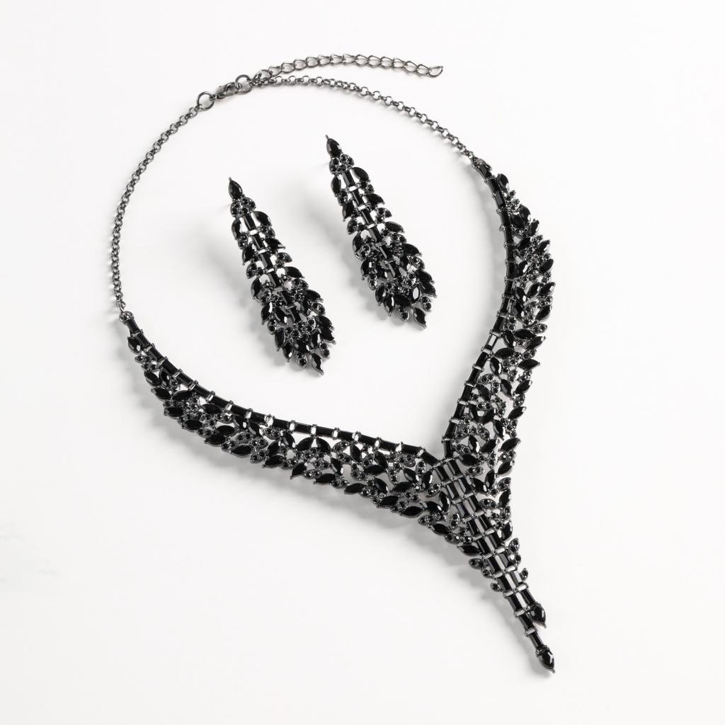 High-end fashion explosion luxury water drop earrings jewelry set