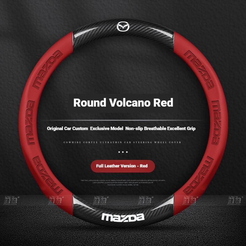 Για Mazda 3 5 6 SKYACTIV CX30 CX5 CX8 CX9 MX5 RX8 RX7 BT50 Axela Atenza Κάλυμμα Τιμονιού Αυτοκινήτου από Ανθρακονήματα Δέρμα Αξεσουάρ