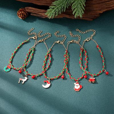 2023 Santa Claus Couple Set Elegant Bracelet Christmas Bell Bracelet Two Piece Set Simple Winter Fashion Girl Bracelet Snowman Donut Pendant Bracelet