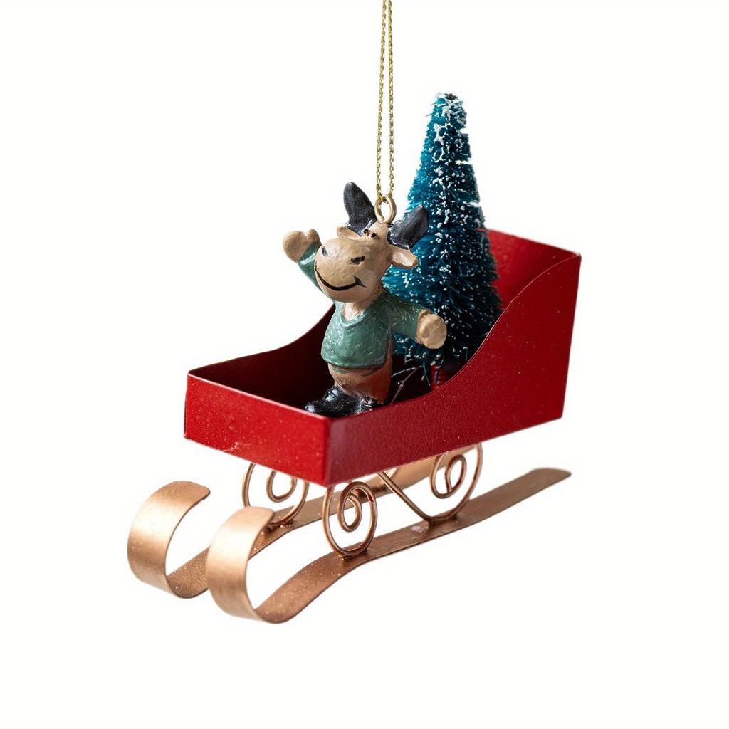 1 Stück Kreativer Weihnachtsmann, Schneemann, Elch und Schlitten Schmiedeeisen Auto Personalisierter Anhänger Dekoration für Weihnachtsfeiern