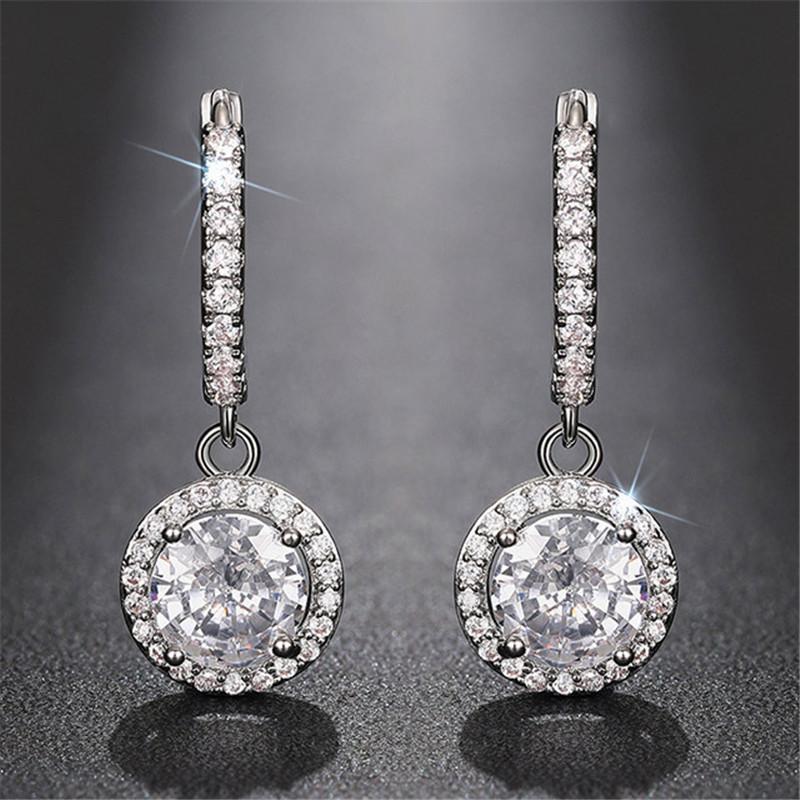 925 Sterling Silver Bright AAA Cubic Zirconia Wedding Drop Earrings Female Delicate Fashion Engagement Jewelry Gifts