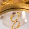 Exquisite super flash zircon ring for girls, light luxury, high-end sense opening adjustable ring, simple real gold electroplating