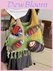 Cotton Knitted Large Capacity Tote Bag With Open Top For Casual Travel And Beach Use