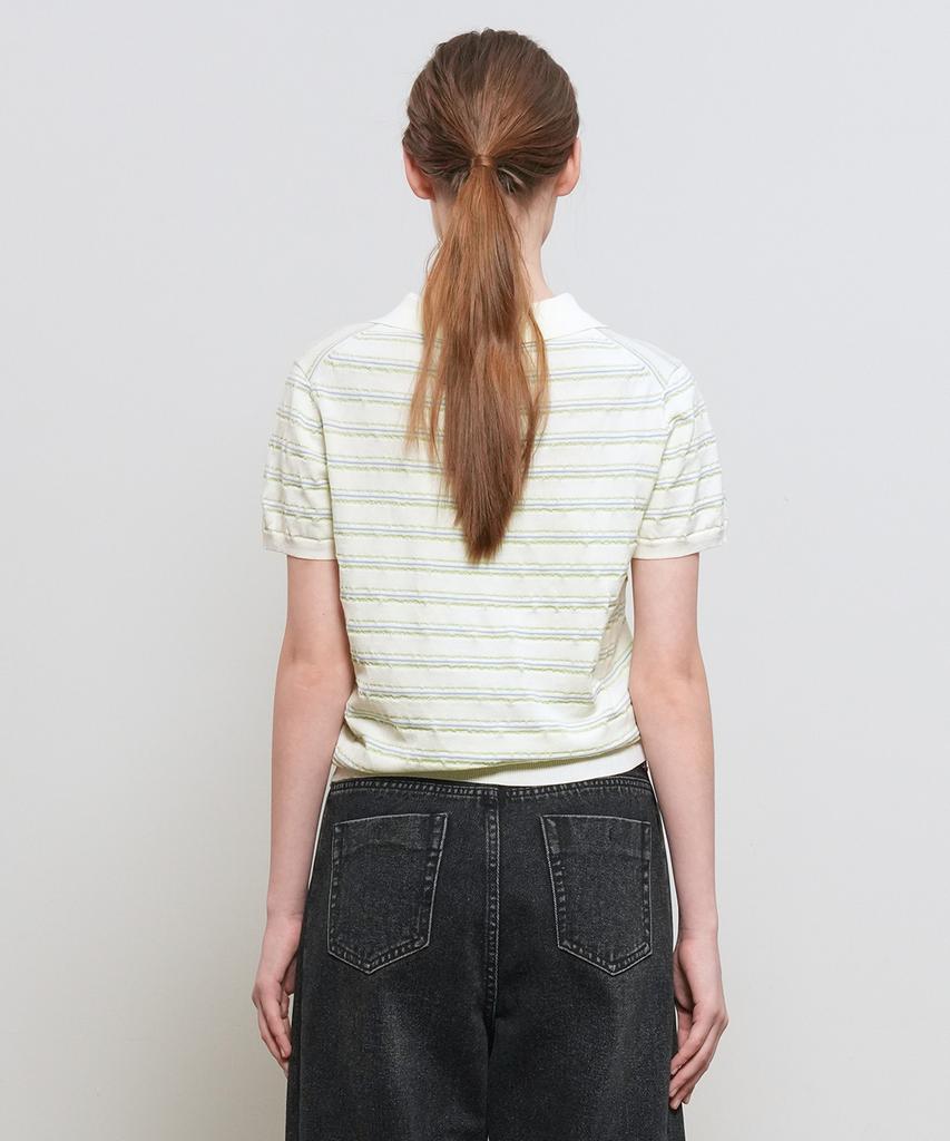 GENERALIDEA Striped Collar Half Knit [Ivory] / Gf2Lkp525