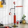 Boxing Stand, Two Speed Balls, Rotating Boxing Bar, Kick Pads, Height-Adjustable, Steel, 107 x 36 x 140-205cm