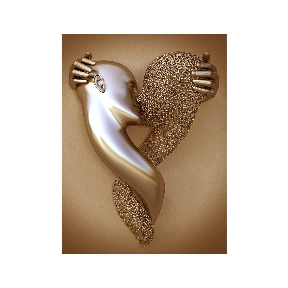 3D Modern Metal Figure Statue Art Canvas Painting Romantic Abstract Posters and Prints Wall Pictures for Living Room Home Decor