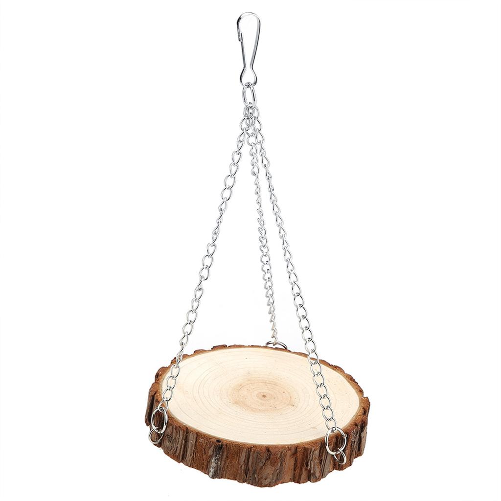 Wooden Natural Eco Friendly Portable Pet Swing Toy for Parrot Hamster(L)