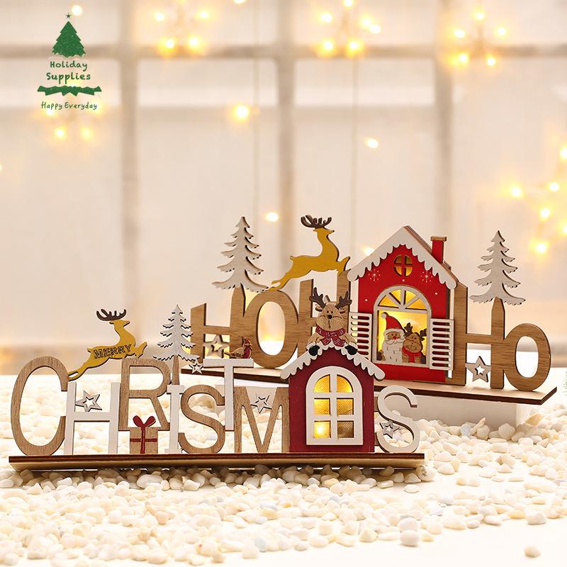 

Рождественская лазерная гравировка по дереву, сделай сам, собранная светящаяся буквенная табличка, принадлежности для рождественских украшений, светящиеся украшения