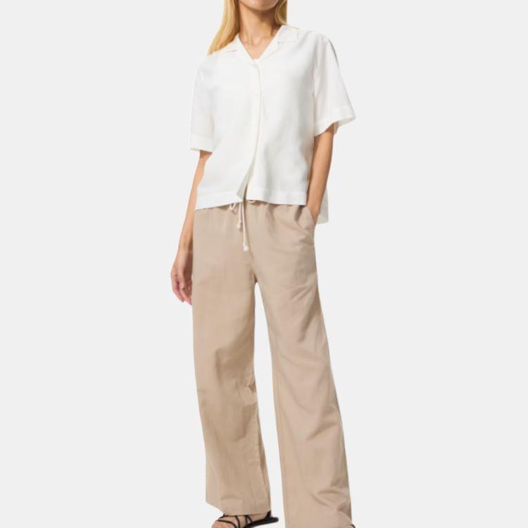 Uniqlo Solid Color Straight Leg Casual Pants Women Bottoms Beige 473791-32