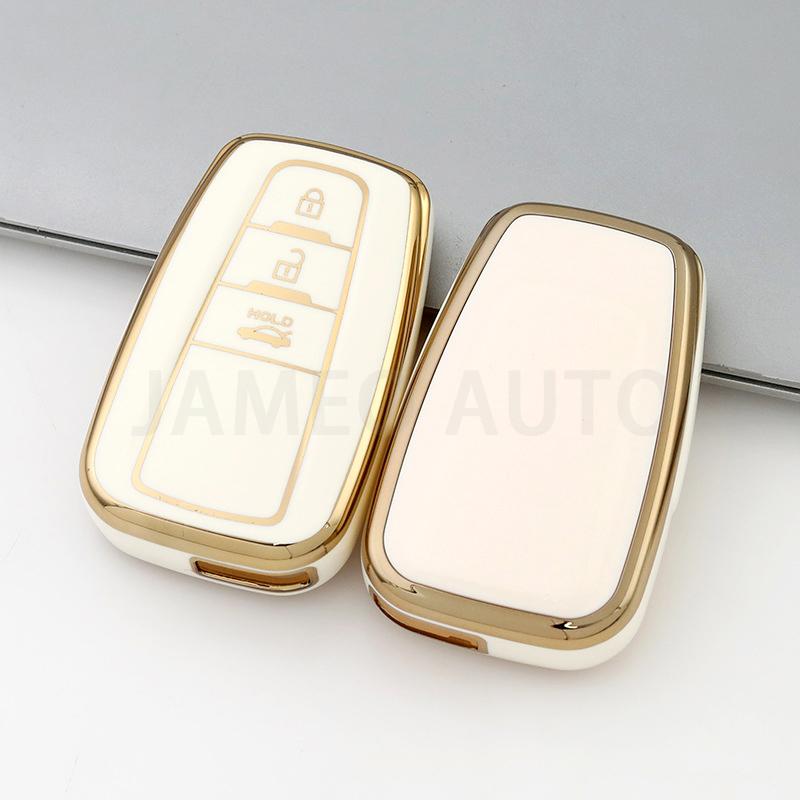 3 Buttons TPU Car Key Case for Toyota Camry CHR Corolla RAV4 Avalon Land Cruiser Prado Prius Anti-scratch Key Cover Fob Keychain
