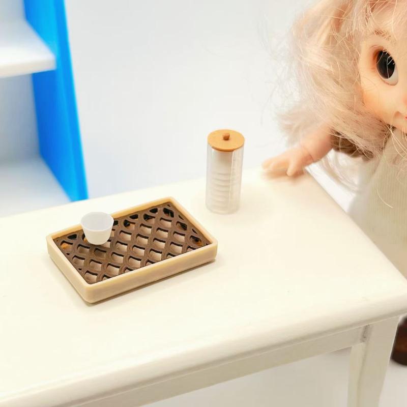 Miniature Tea Tray Set Ornament Dollhouse Home Mini Decoration Accessories Micro Scene Pos Props Kid Pretend Play Toys