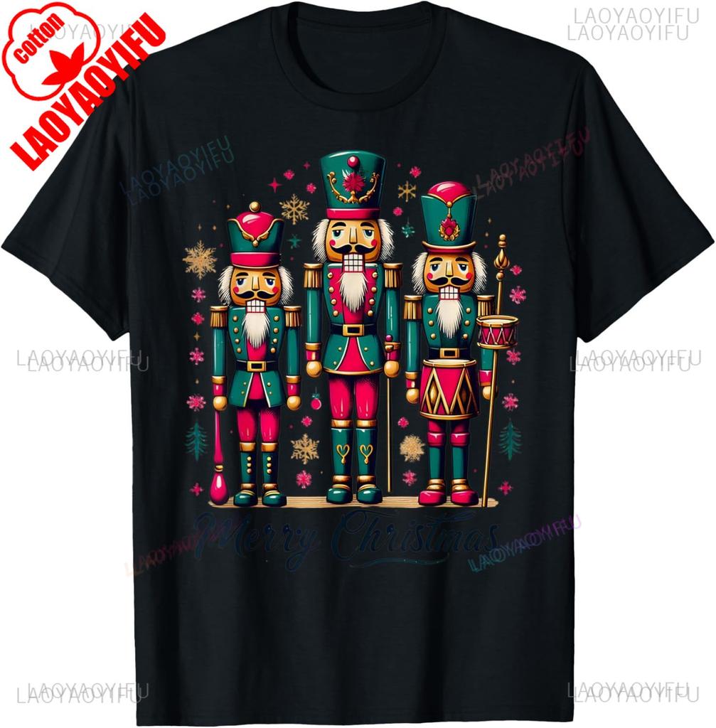 Retro Christmas Woman Man Graphic T Shirts Vintage Classical Russian Ballet The Nutcracker Merry Christmas Cotton Loose T-Shirt