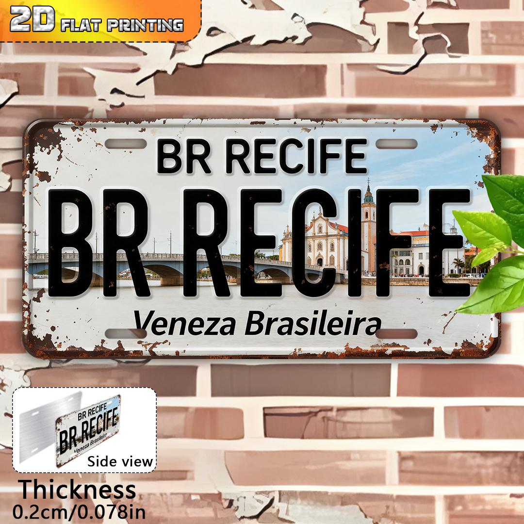 

D Flat D Flat pc D Flat Print Vintage Aluminum Sign Outdoor Wall Decor (cm x cm) Recife Brazil Decorative O 15x30cm(5.9x7.8inch)
