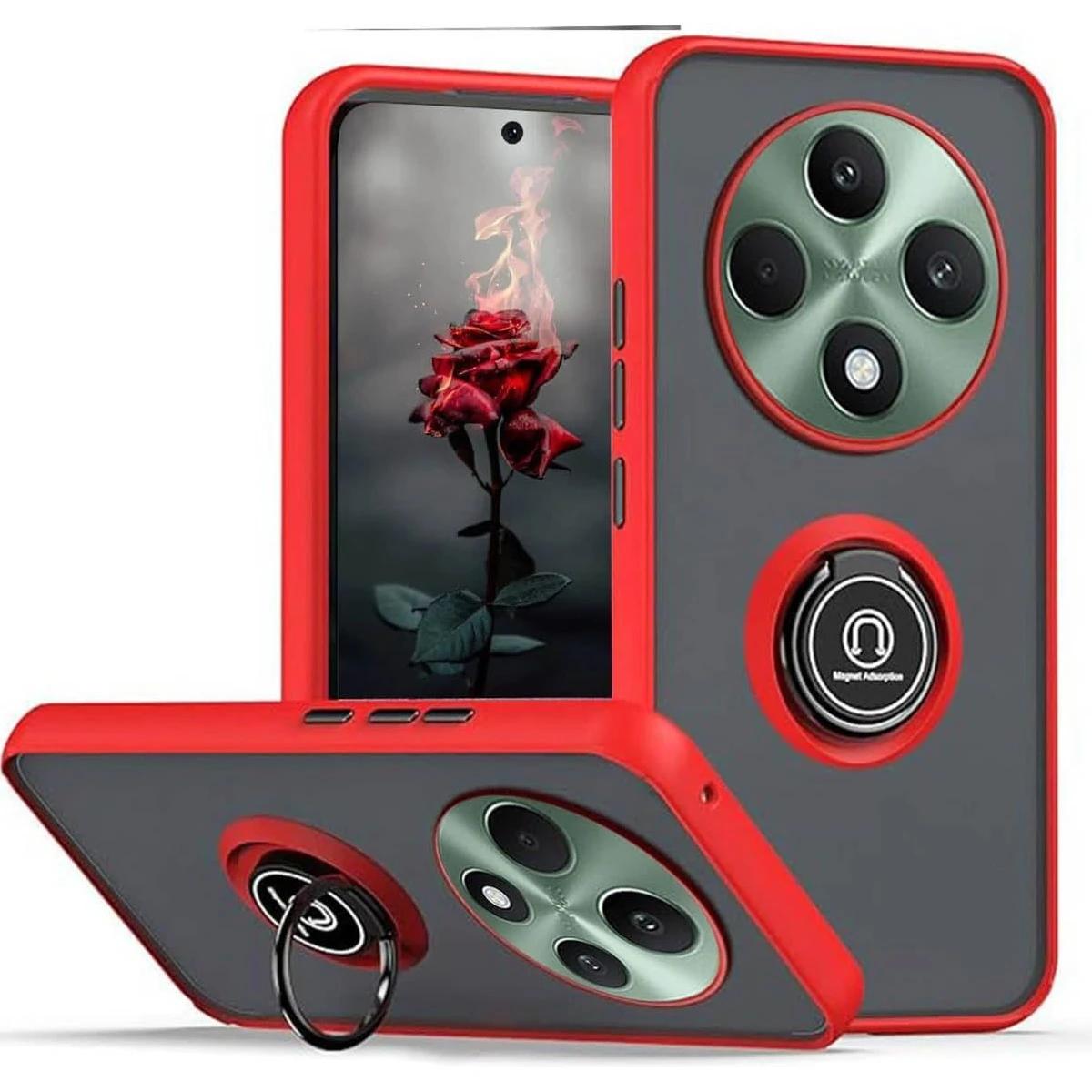 

Чехол Armor Matte для OPPO Reno 12F 12FS 5G Reno12 F FS, чехол-кольцо, магнитный держатель, подставка, противоударный чехол, Fundas OPPO Reno 12F 5G красный