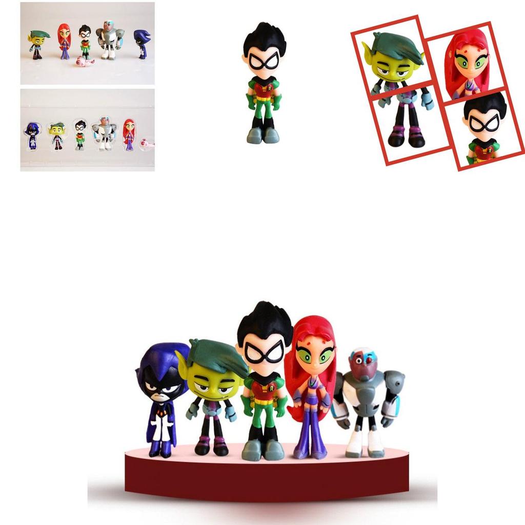 Vibrant Teen Titans Go Figure Set Featuring Robin Raven Beast Boy Starfire Collectibles