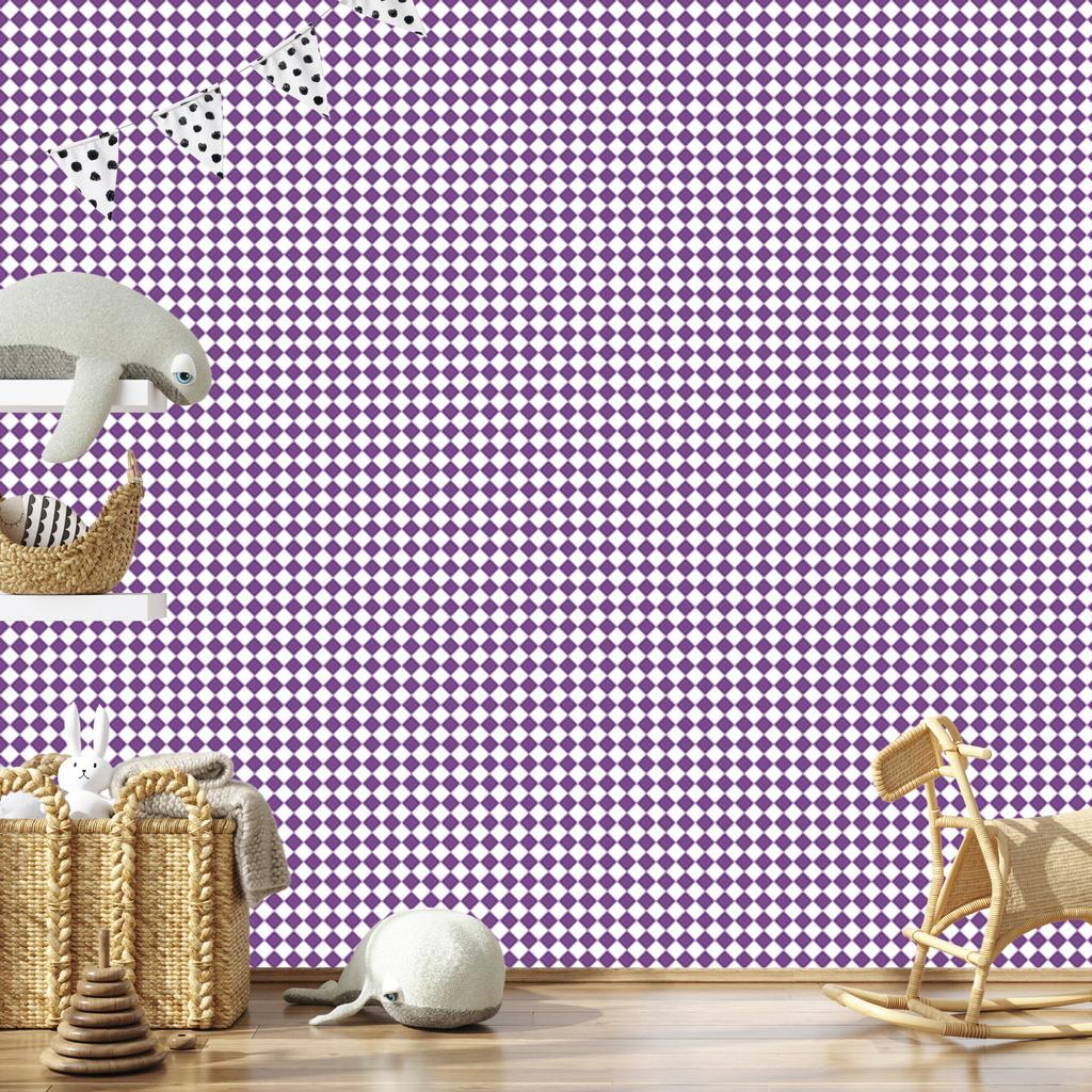 Geometric Diamonds Wallpaper Purple and White for Living Room and Bedroom 50x1000